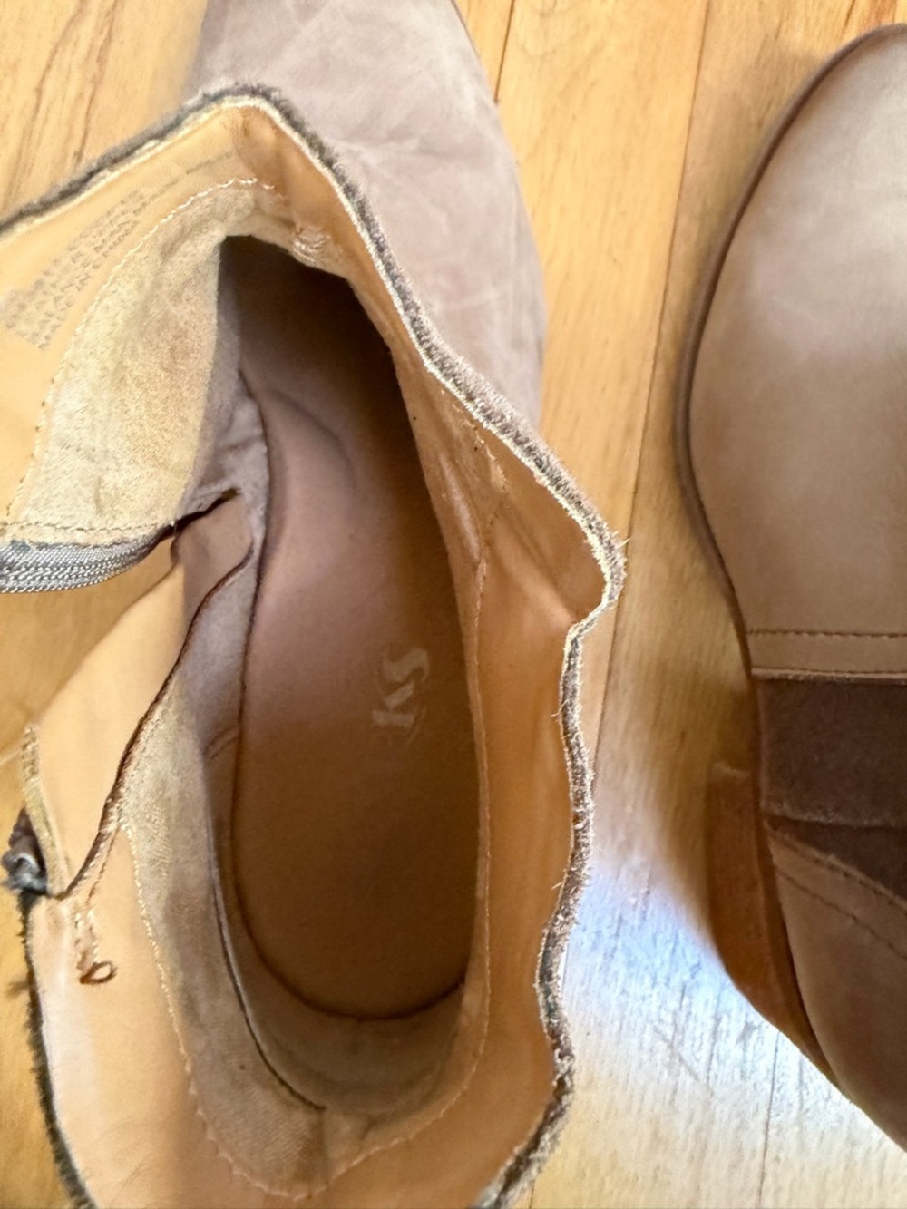 Kork-Ease Two-Tone Taupe and Dark Brown Leather Ankle Booties - Picture 7 of 8